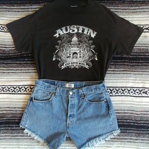 Vintage Levis 501 cutoffs and an Austin shirt
